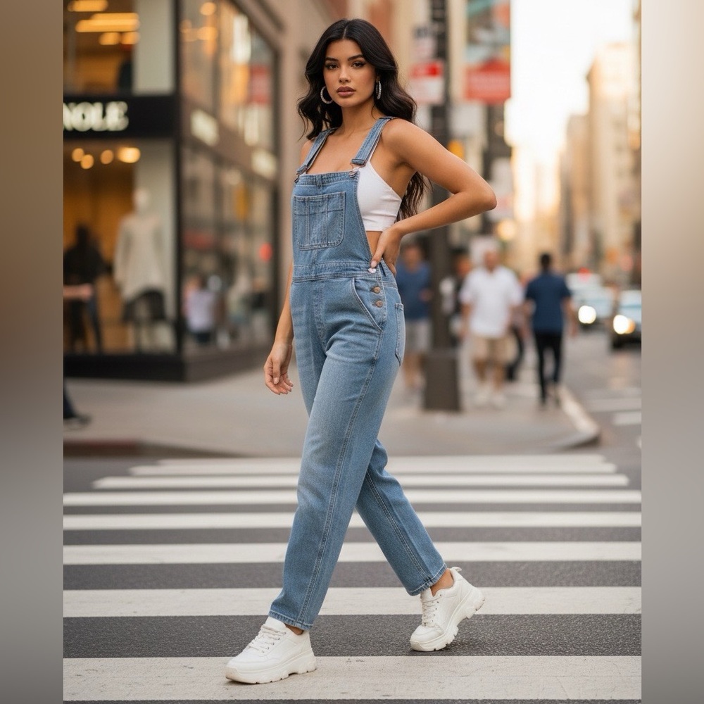 SALE $39 👖Fat Face Light Blue Denim Overalls - 10R